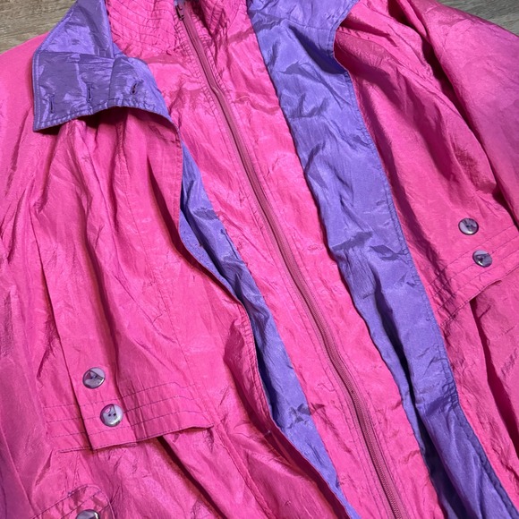 Cyclone Vintage 80s 90s Windbreaker Jacket Hot Pink Purple Neon XL - Picture 4 of 6
